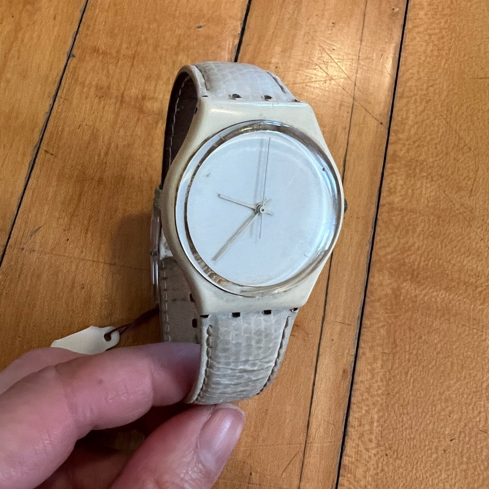 Swatch Gent White Out Watch AS IS